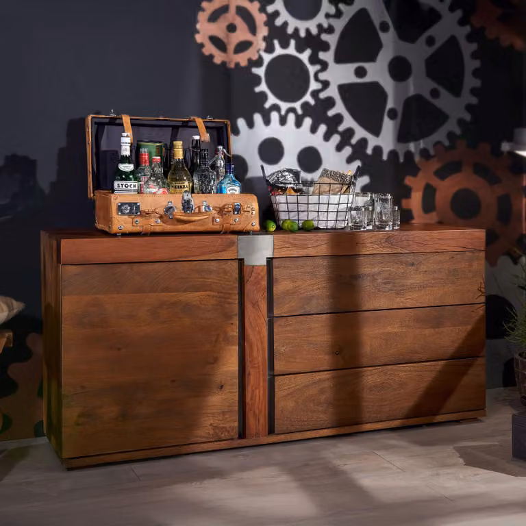 MASSIVMOEBEL24 | credenza in legno di Mango 160x45x75 marrone laccato AMSTERDAM #10