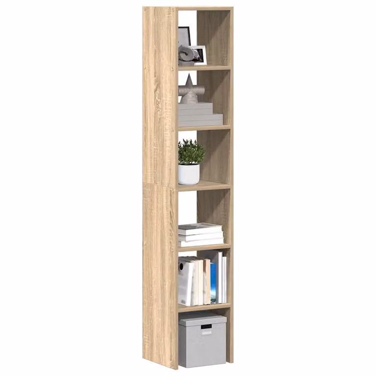 Set di 2 librerie impilabili vidaXL in MDF color rovere sonoma, con pannello posteriore, L/P/H: 30 x 30 x 80 cm
