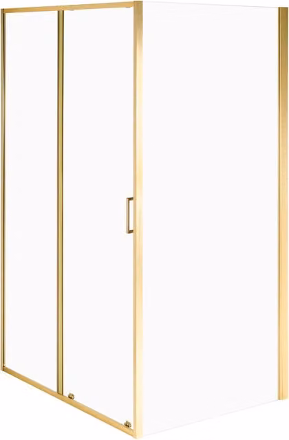 Cabina doccia moderna in vetro temperato con porta singola e profili in alluminio dorato 90 x 120 x 190 cm