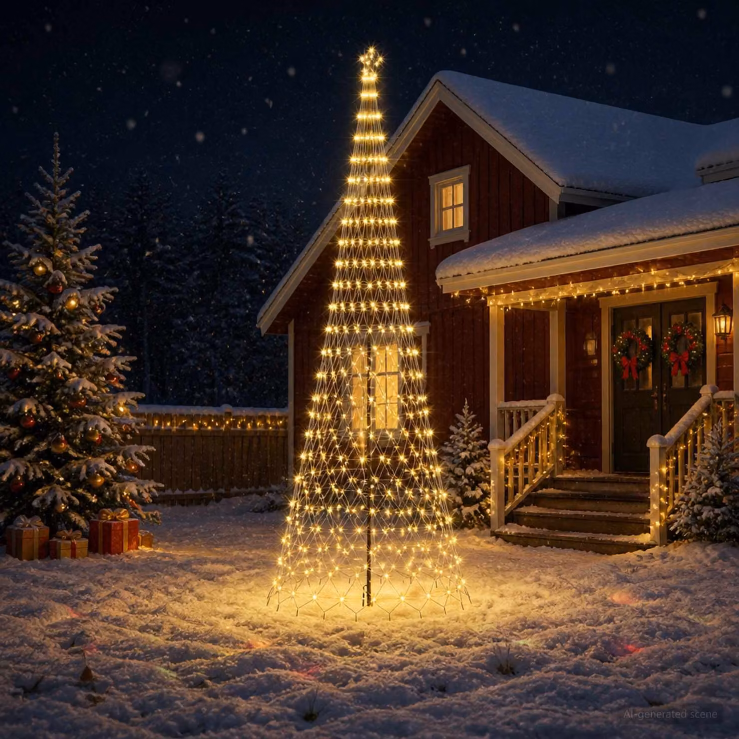 vidaXL Albero di Natale LED 500 cm 550 LED Bianco caldo Ferro Nero