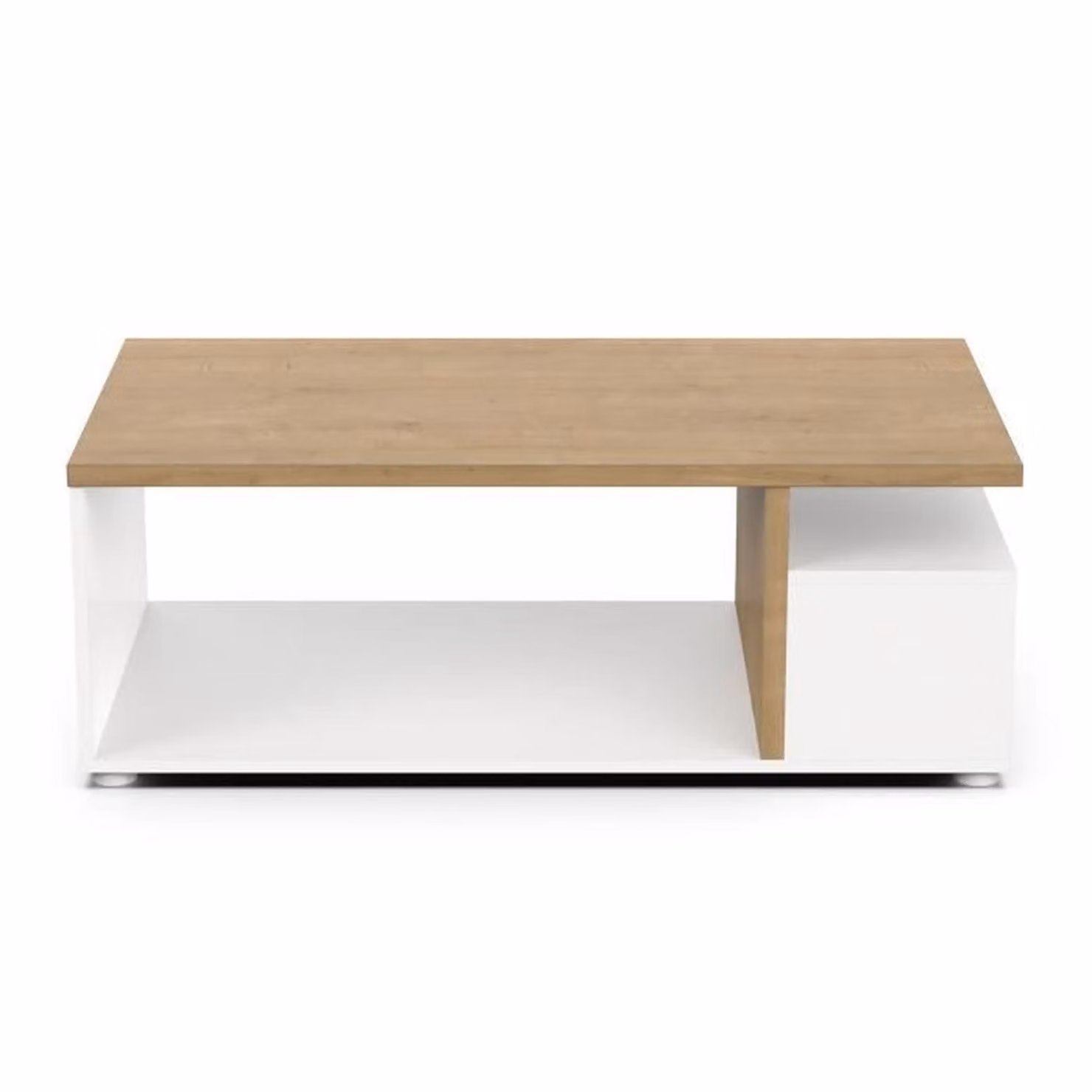 Calicosy - Table basse 3 niches décor chêne et blanc mat L91,8 cm - ACCESS