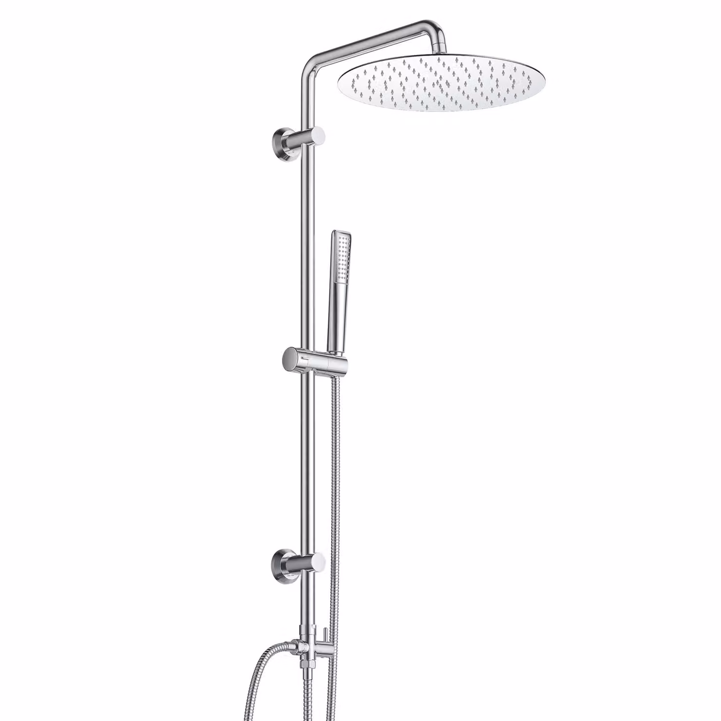 Set doccia a pioggia JOHO senza rubinetto, sistema doccia in acciaio inox cromato con soffione, asta doccia, flessibile doccia, soffione rotondo D25cm