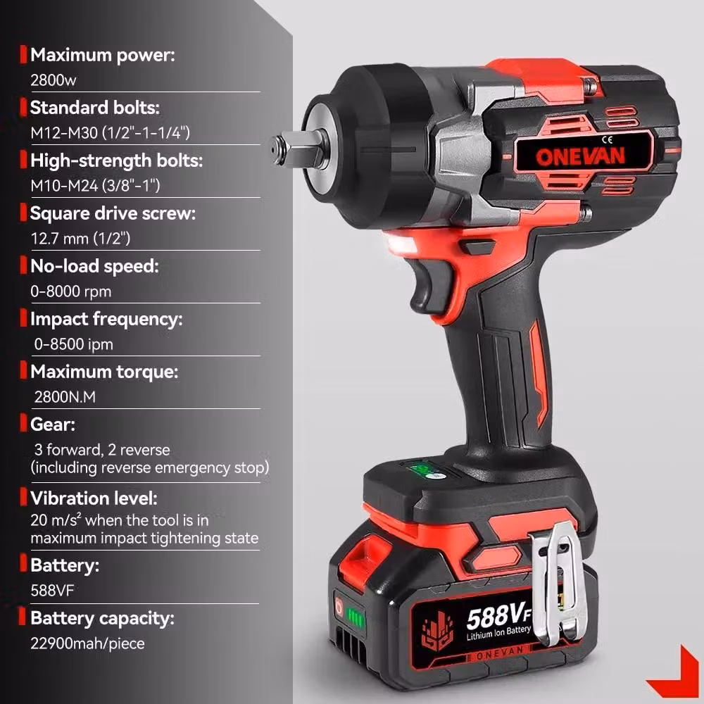 Chiave a percussione brushless - Coppia: 2800 Nm - Potenza: 2800 W
