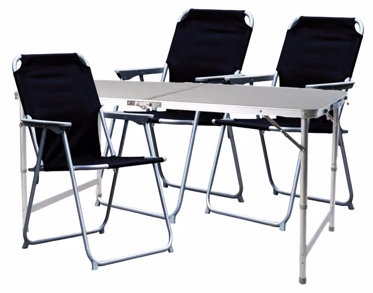 set di 4 mobili da campeggio in alluminio resistente alle intemperie 120x60x58/70cm nero