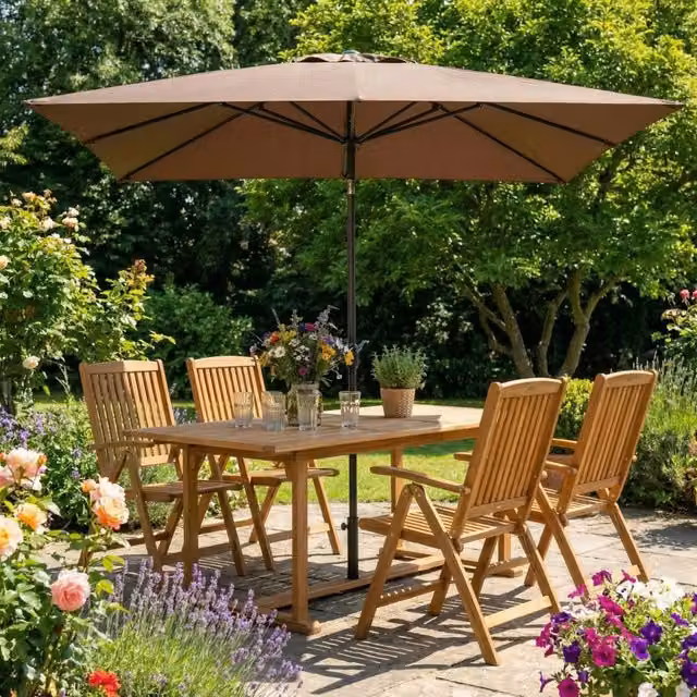 Tavolo da giardino rettangolare allungabile Duzzle in legno di acacia marrone L/P/H: 150/200 x 90 x 76 cm
