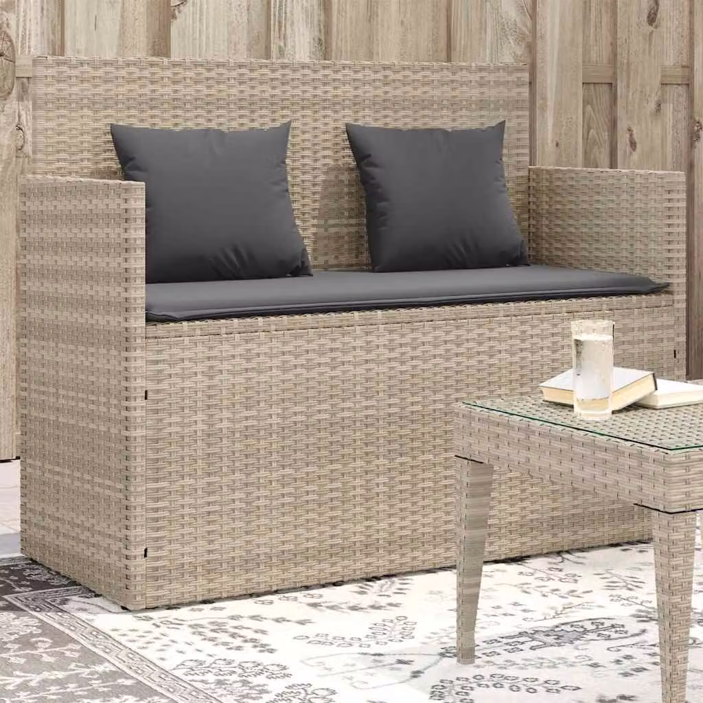 vidaXL Panca da Giardino Moderna in Polyrattan Grigia con Cuscini