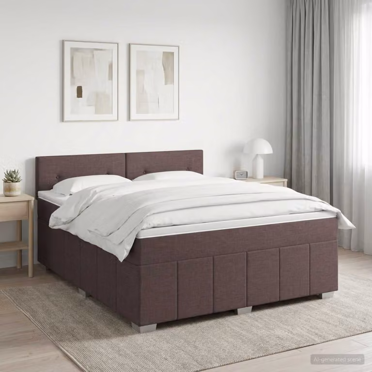 Letto box spring con materasso ibrido vidaXL Marrone e Bianco L/P: 140 x 200 cm