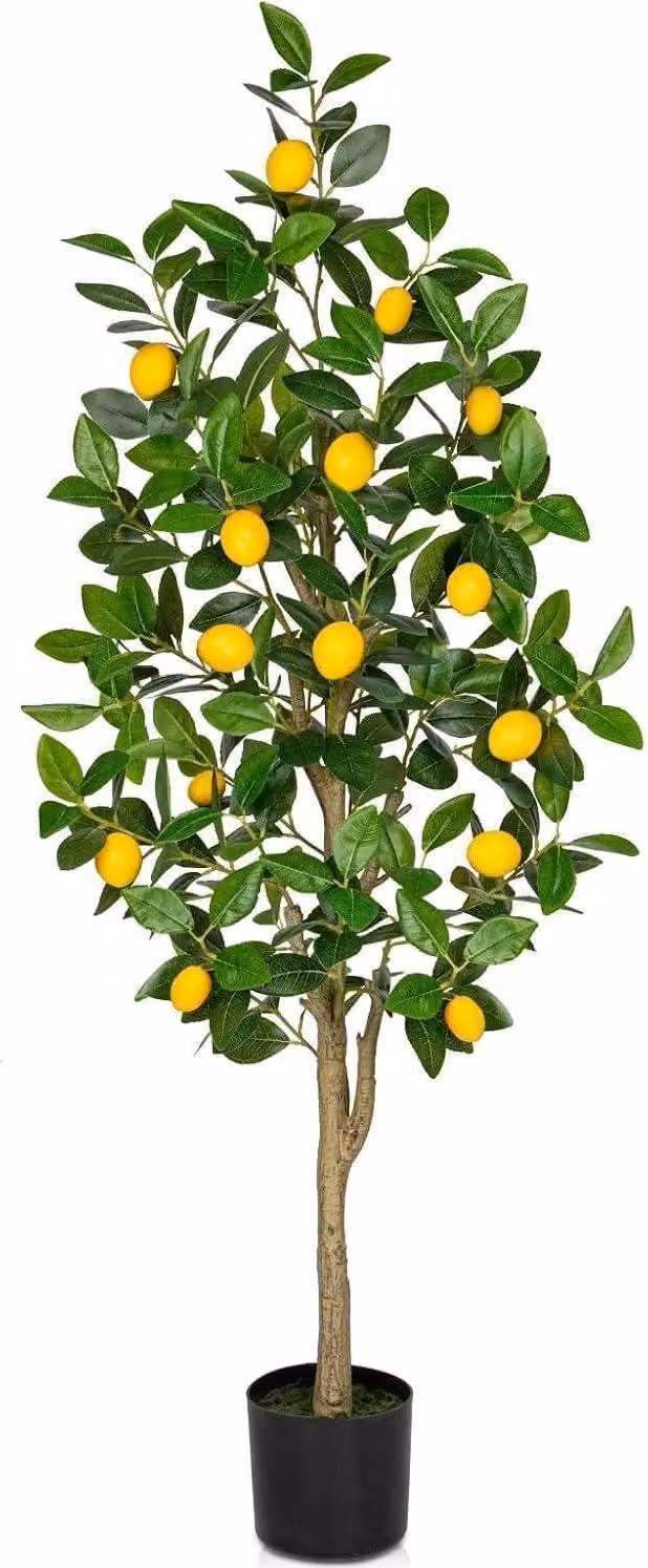 Albero di limone artificiale di 120 cm in vaso per interni ed esterni