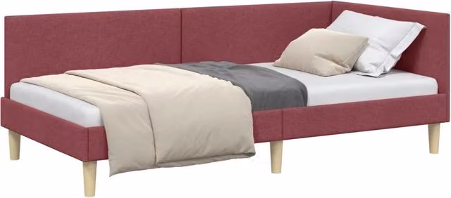 Letto singolo | Letto per adulti | Cornice del letto ad angolo Rosso Vino 100 cm x 200 cm