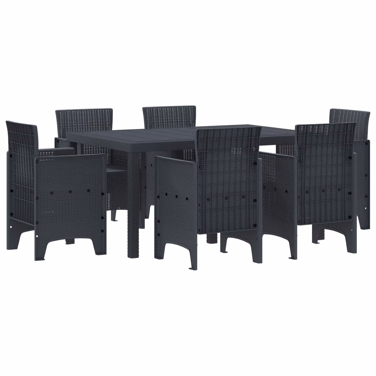 vidaXL Set da Pranzo per Giardino e Terrazzo 7 pz in Polyrattan Antracite – 2