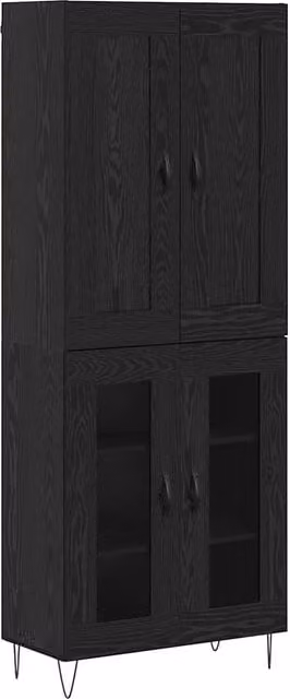 Credenza | Madia | Buffet da pranzo | Armadio da pranzo Rovere Nero 69,5 x 34 x 180 cm Legno multistrato