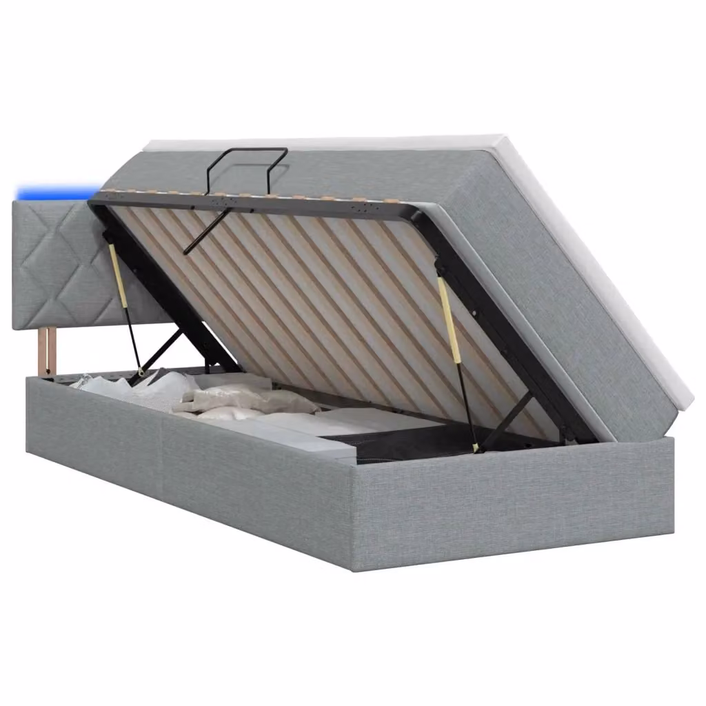 Letto con contenitore vidaXL Grigio con illuminazione LED e porte USB, L/P/H: 204 x 100 x 88 cm – 2