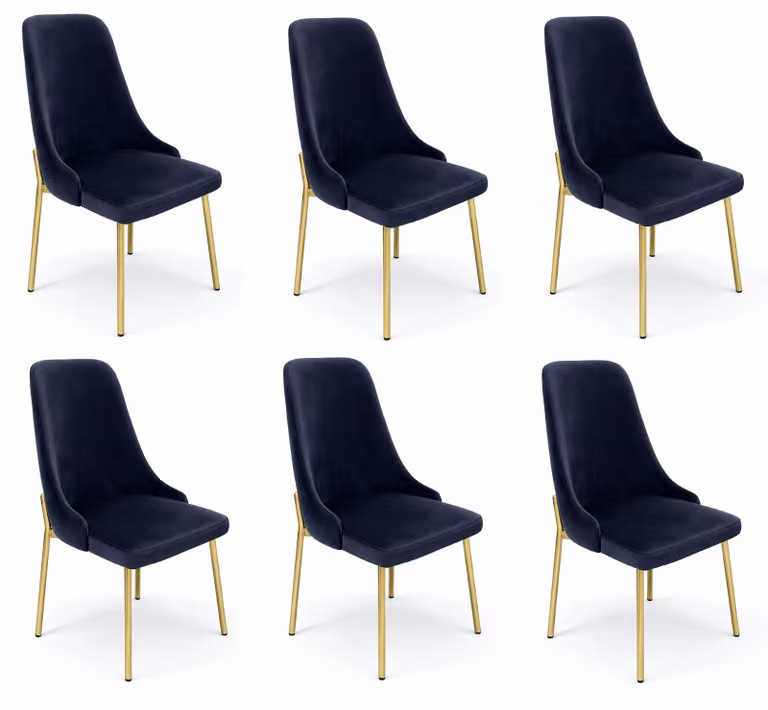 Sedie dal design moderno, blu, comode, ideali per la sala da pranzo, confortevoli e imbottite