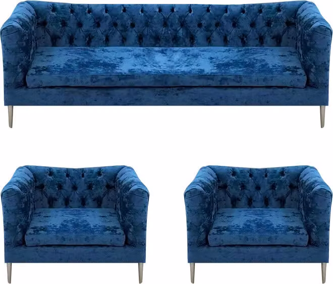 Sofas Stoff Sofagarnitur 3tlg Sofa Dreistzer Polster 2x Sessel Chesterfield