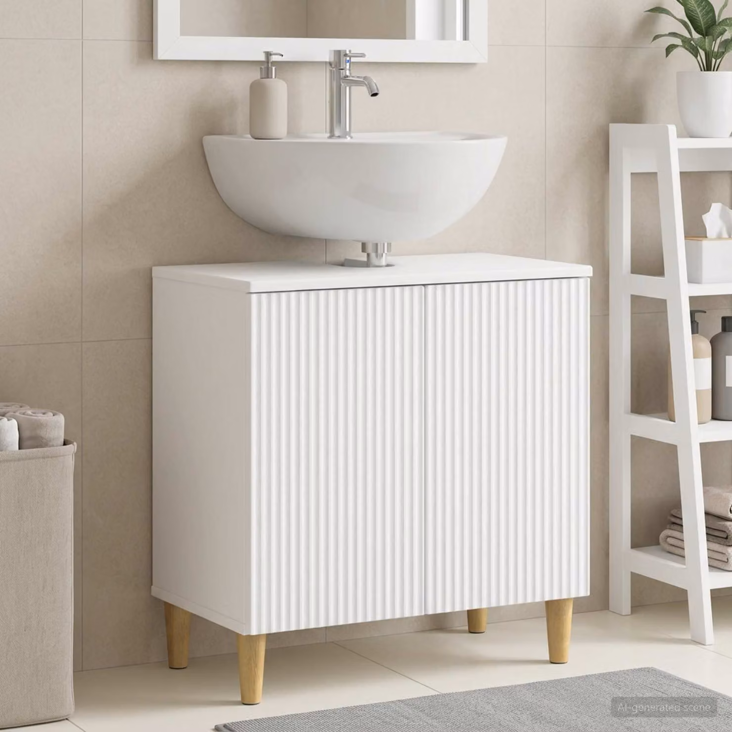Armadio per lavabo da bagno vidaXL ARNHEM bianco moderno con ante a battente L/P/H: 59,5 x 31,5 x 59 cm