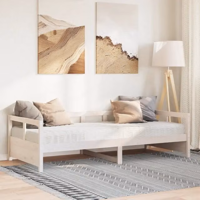 Dormeuse con materasso in schiuma bianca vidaXL in legno massello di pino L/P/H: 200 x 90 x 56 cm – 1