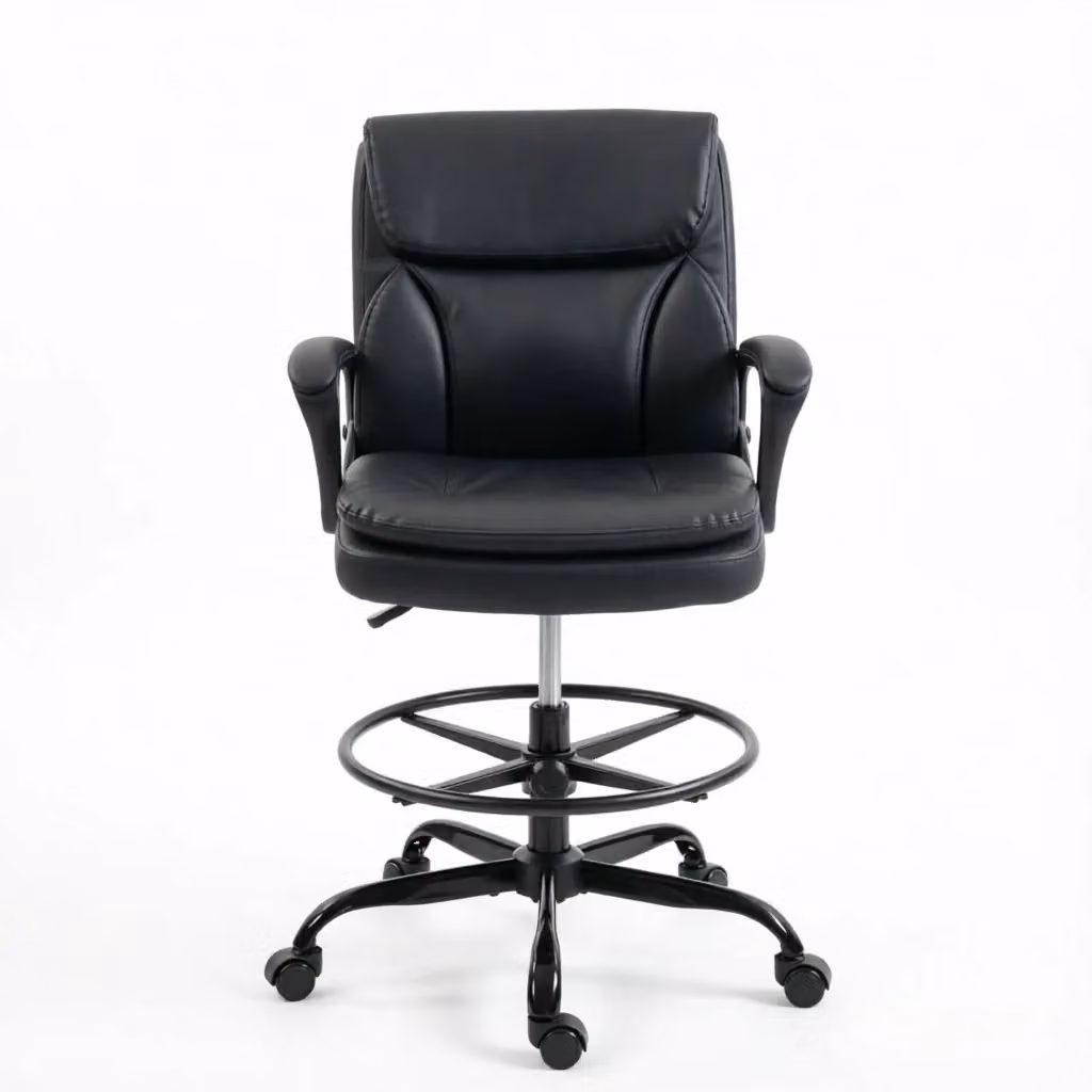 Sedia da ufficio girevole REDOM in ecopelle nera con braccioli e regolazione altezza L/P/H: 61 x 61 x 93-108 cm – 2