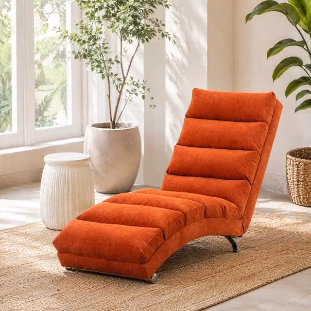 Poltrona massaggiante con funzione vibrante; rivestimento in lino; tasca laterale; 55 × 148 × 84 cm; arancione