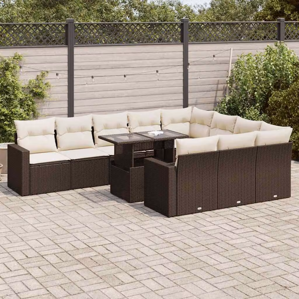 Maison Exclusive - Set Divani da Giardino 11 pz con Cuscini Polyrattan Marrone