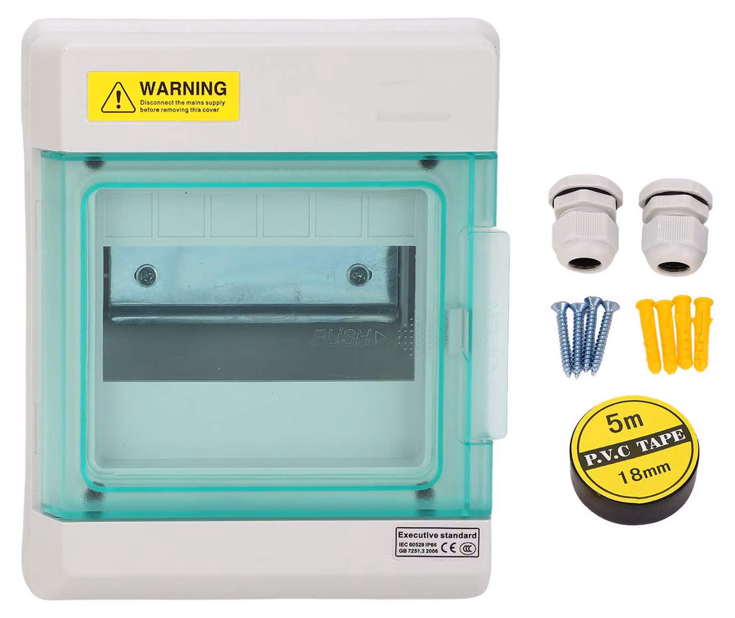 Quadro di distribuzione a 6 vie, grado di protezione IP66, impermeabile, montaggio su guida DIN, armadio esterno per interruttori, connettore di alimentazione