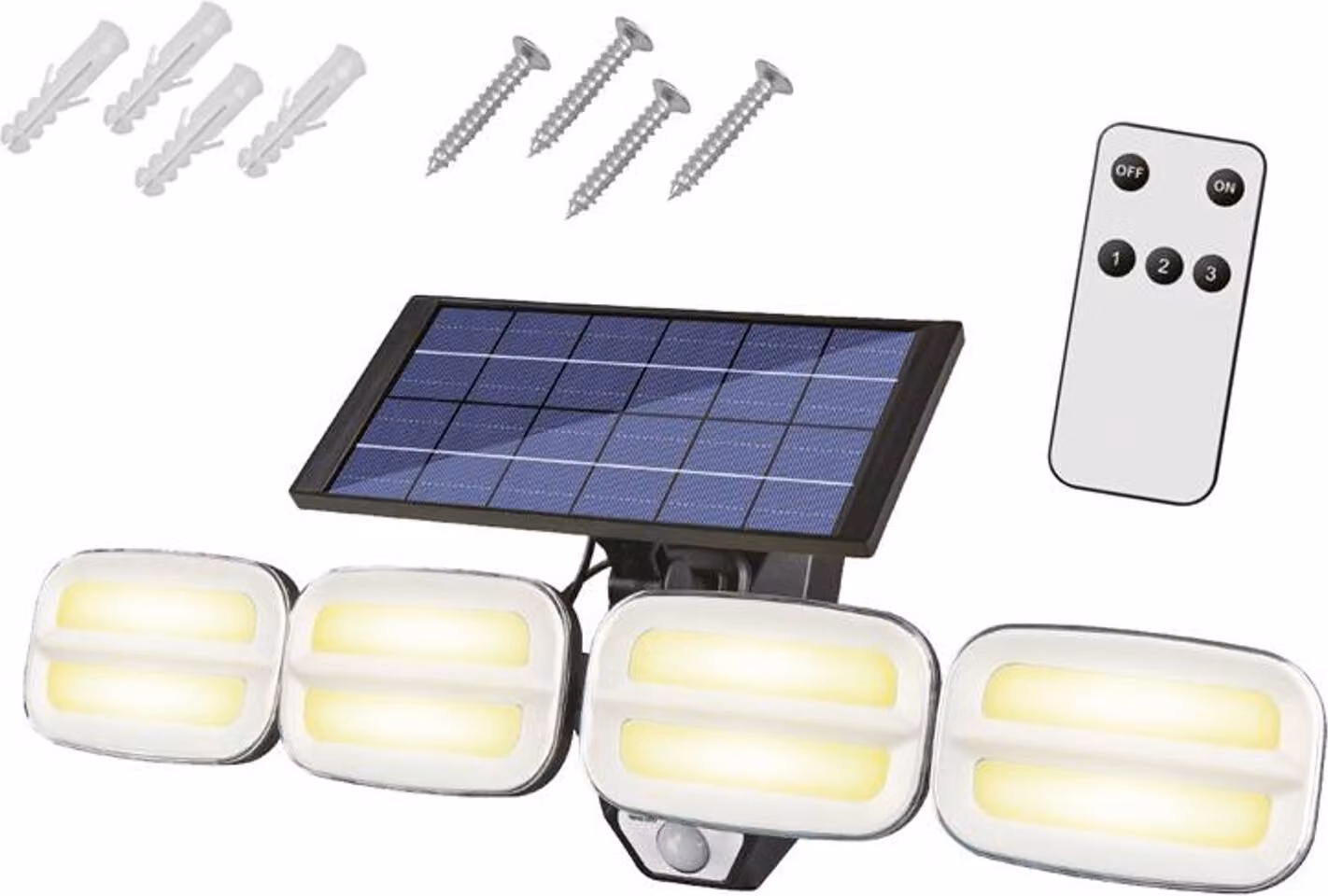 Lampada solare da parete a LED per esterni con rilevatore di movimento Lampada da parete per esterni 8XCOB 3000LM batteria ricaricabile 4800MAH telecomando