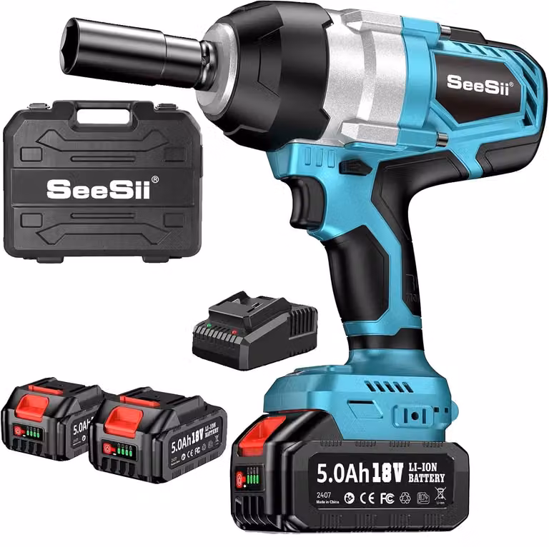 Avvitatore a impulsi, coppia di 1400 Nm, controllo a 3 velocità, kit completo con 2 batterie