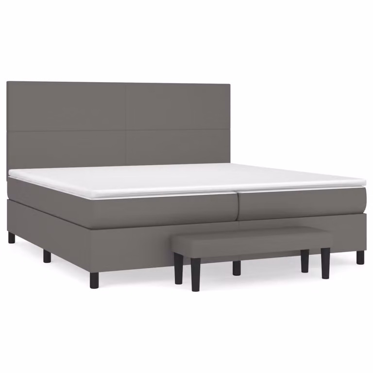 Giroletto a Molle con Materasso Grgio 200x200 cm in Pelle finta