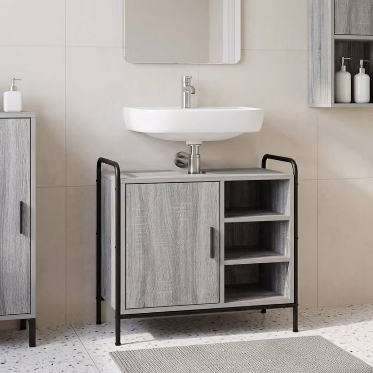 vidaXL Mobile da Bagno Sonoma grigio 65,5 x 34 x 61 cm