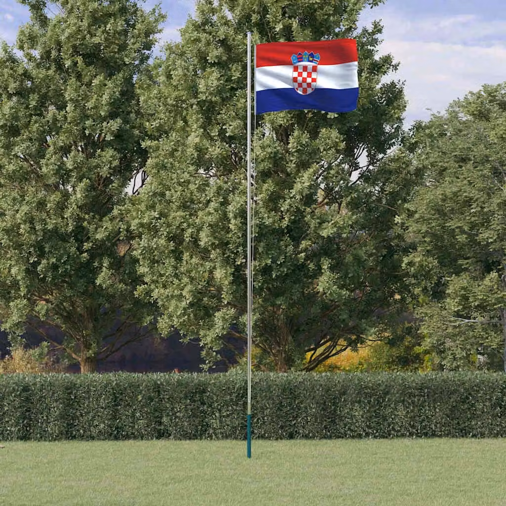 Asta e Bandiera della Croazia vidaXL in Alluminio Argento e Poliestere Multicolore, Altezza: 6,08 m