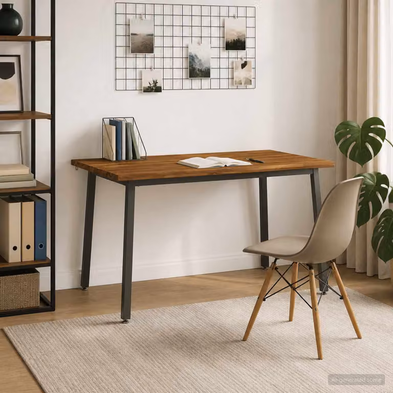 vidaXL Tavolo da pranzo moderno in legno di acacia con bordo vivo, colore marrone, L 140 x P 90 x H 75 cm