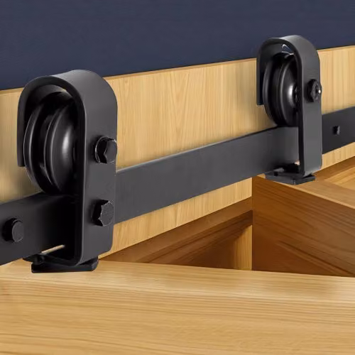 VEVOR Kit di Binari per Porte Scorrevoli Pieghevoli in Acciaio Nero per 2 Porte, Lunghezza: 1320,8 mm
