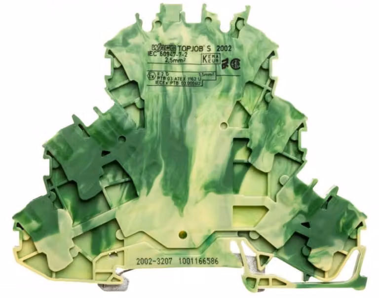 50 pezzi Morsetto a tre livelli, conduttore di protezione a 6 fili - Morsetto di terra 2-p 5,2 mm 2002-3207