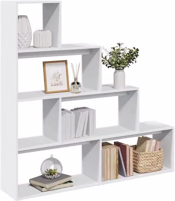 Libreria Divisorio con 4 Ripiani vidaXL Bianca Moderna in MDF e Legno L: 143,5 cm, P: 29 cm, H: 143,5 cm