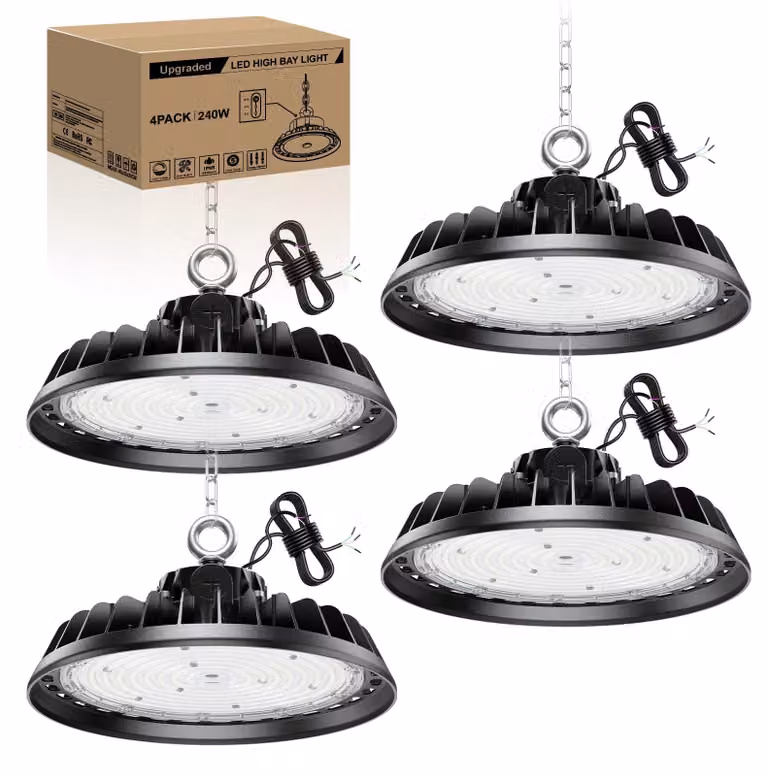 Set di 4 luci ad alta luminosità a LED, 240W, 40800 lumen, 4000K, grado di protezione IP65, dimmerabili