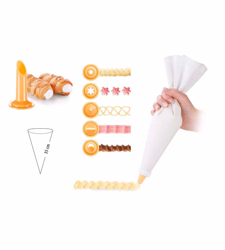 Sac à poche Tescoma in cotone con 6 beccucci decoratori bianco