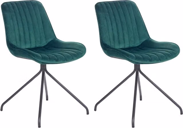 Set di 2 sedie da pranzo BELIANI in velluto verde con gambe in metallo per cucina e sala da pranzo