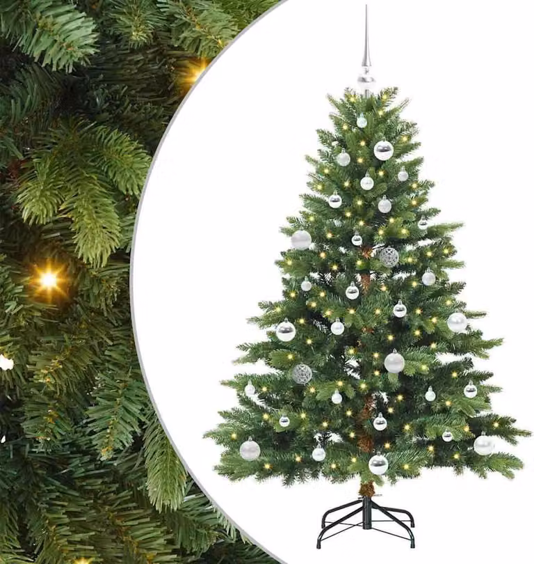 Albero di Natale artificiale con 150 LED Verde 150 cm PE e PVC