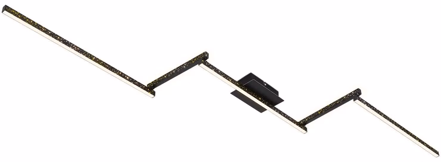 Pannello LED per soffitto con effetto scintillante, luce bianco caldo, dimensioni 227x12x7 cm, colore nero