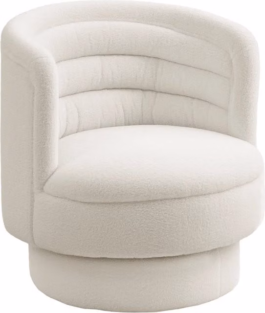 Poltrona girevole imbottita ¨C Minimal ¨C crema legno