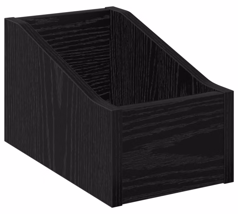 Scatola per dischi in vinile, colore nero, finitura effetto legno di quercia, dimensioni 18 x 32 x 18 cm