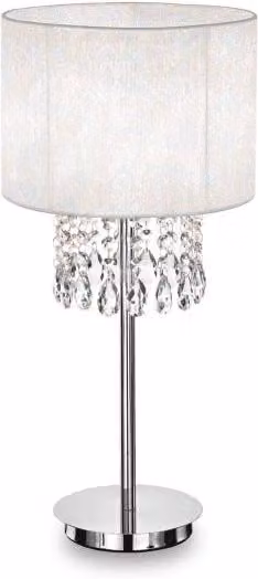 Lampada Da Tavolo Opera Tl1 Ideal-Lux in Metallo e Vetro Bianca e Cromata