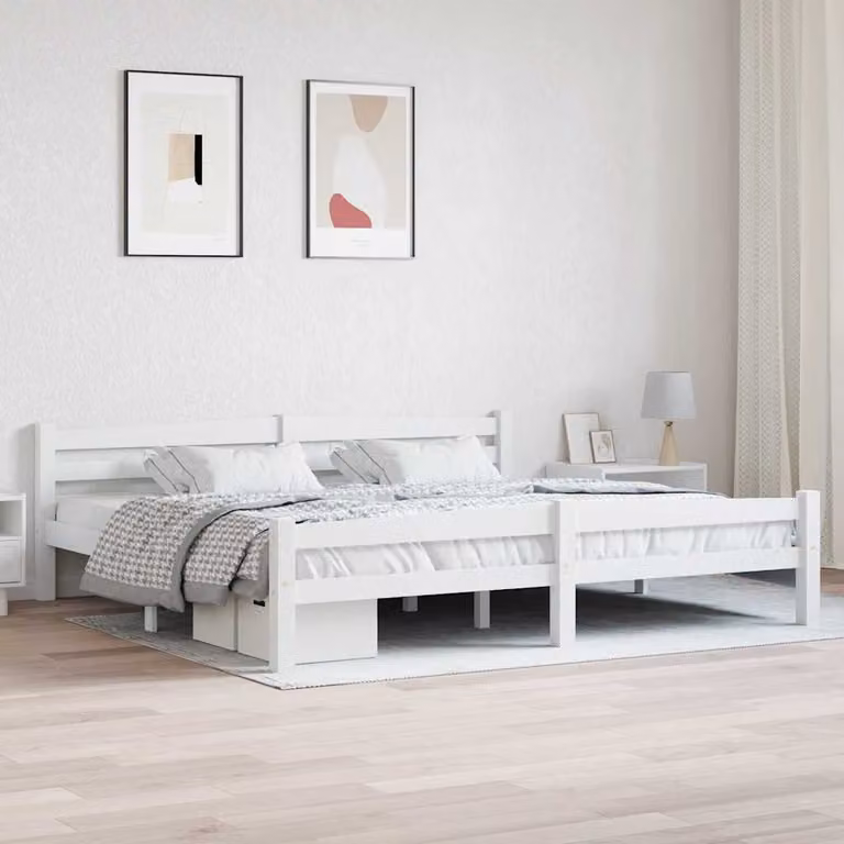 vidaXL Giroletto in Legno Massello di Pino Bianco L: 200 cm, P: 200 cm, H: 66 cm