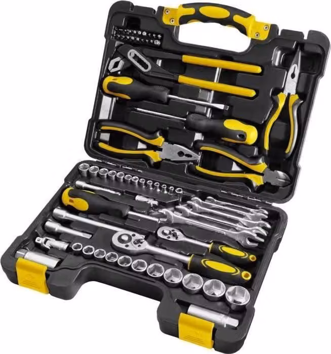 Set di utensili Fieldmann FDG 5003-65R, 65 pezzi, incl. chiavi a bussola, pinze, cacciaviti, con pratica valigetta