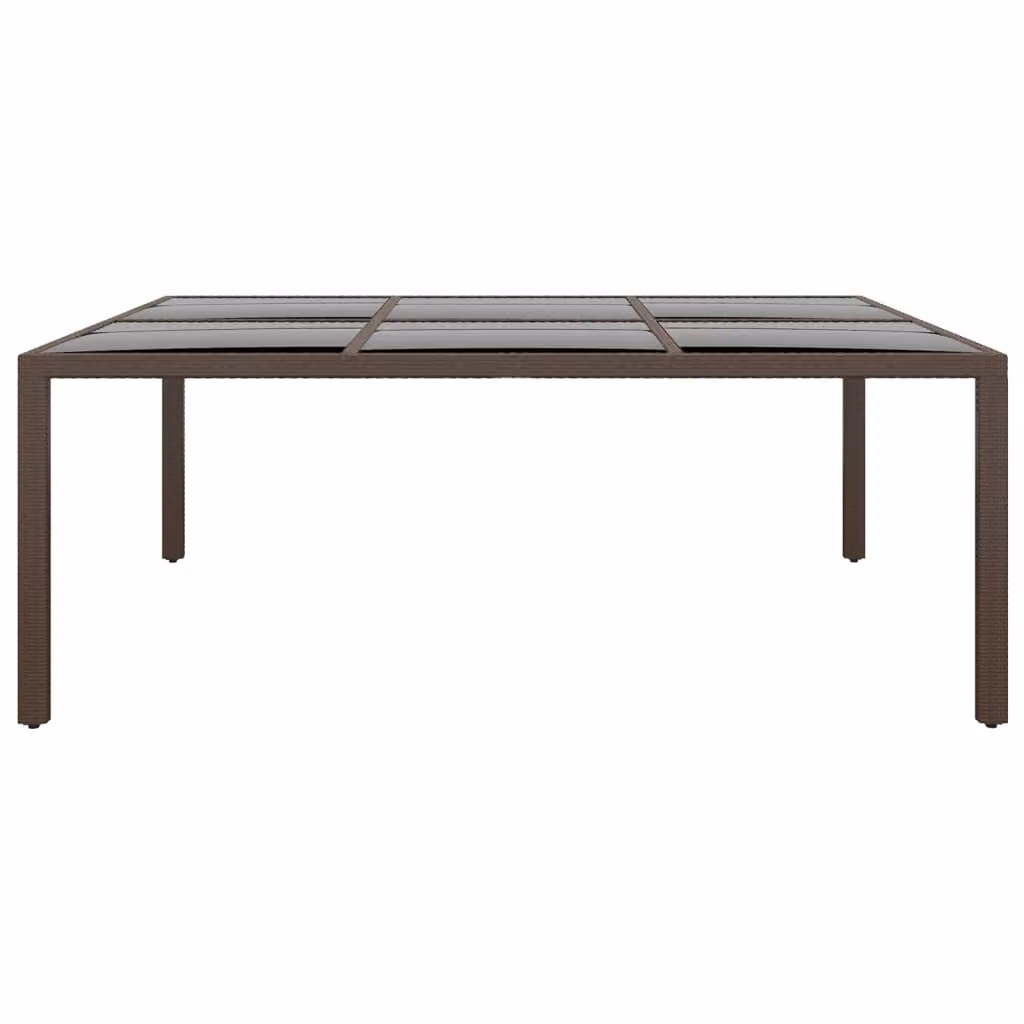 Tavolo da Giardino con Piano Vetro Marrone 200x150x75 cm Rattan