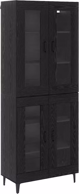 Credenza | Madia | Buffet da pranzo | Armadio da pranzo Rovere Nero 69,5 x 34 x 180 cm Legno multistrato