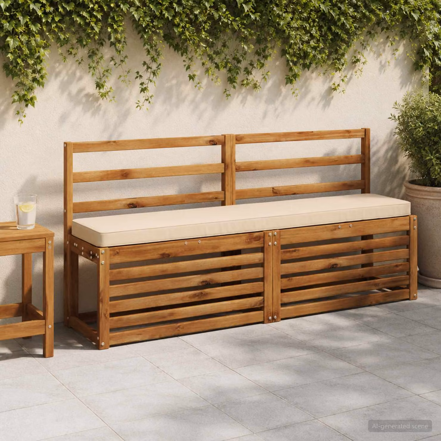 Set di 2 cuscini per panchina vidaXL beige in poliestere con rivestimento rimovibile e resistente ai raggi UV