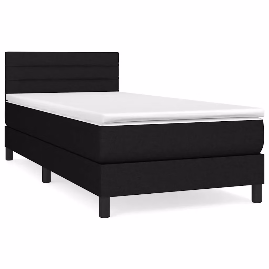 vidaXL Letto Ibrido con Giroletto a Molle e Materasso in Tessuto Nero L 90 cm x P 200 cm x H 203 cm – 2