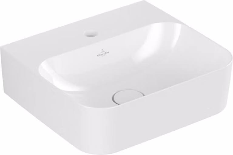Villeroy & Boch Finion lave-mains, sans trop-plein, 1 trou pour robinet, dessous poncé, 430x390mm, 43644LR1, 43644LR1