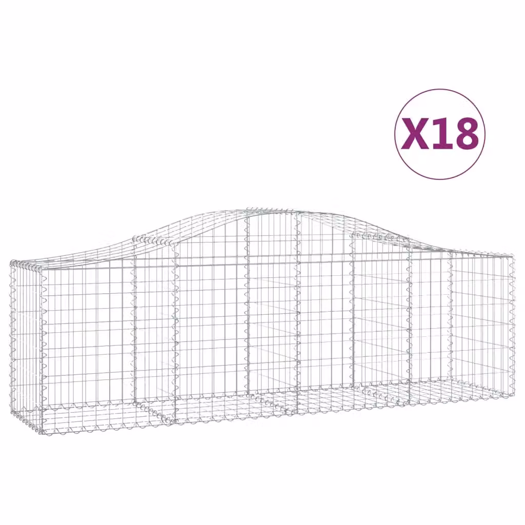Set di 18 Cesti Gabbioni ad Arco Videx in Acciaio Zincato Grigio L: 200 cm, P: 50 cm, H: 60/80 cm – 2
