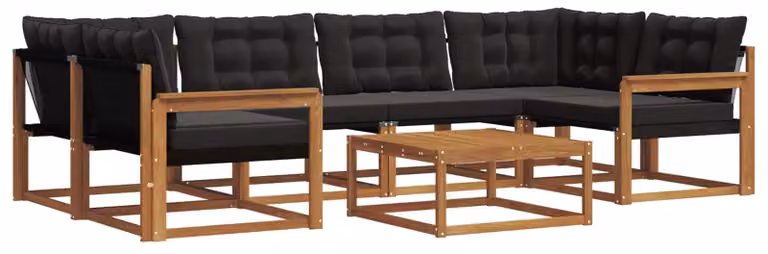 vidaXL Set da salotto da esterno, 7 pezzi, colore naturale e nero